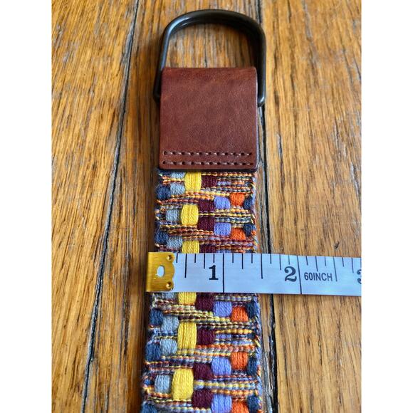 Colorful Fabric Belt w/Leather Trim Womens sz S - Picture 8 of 10